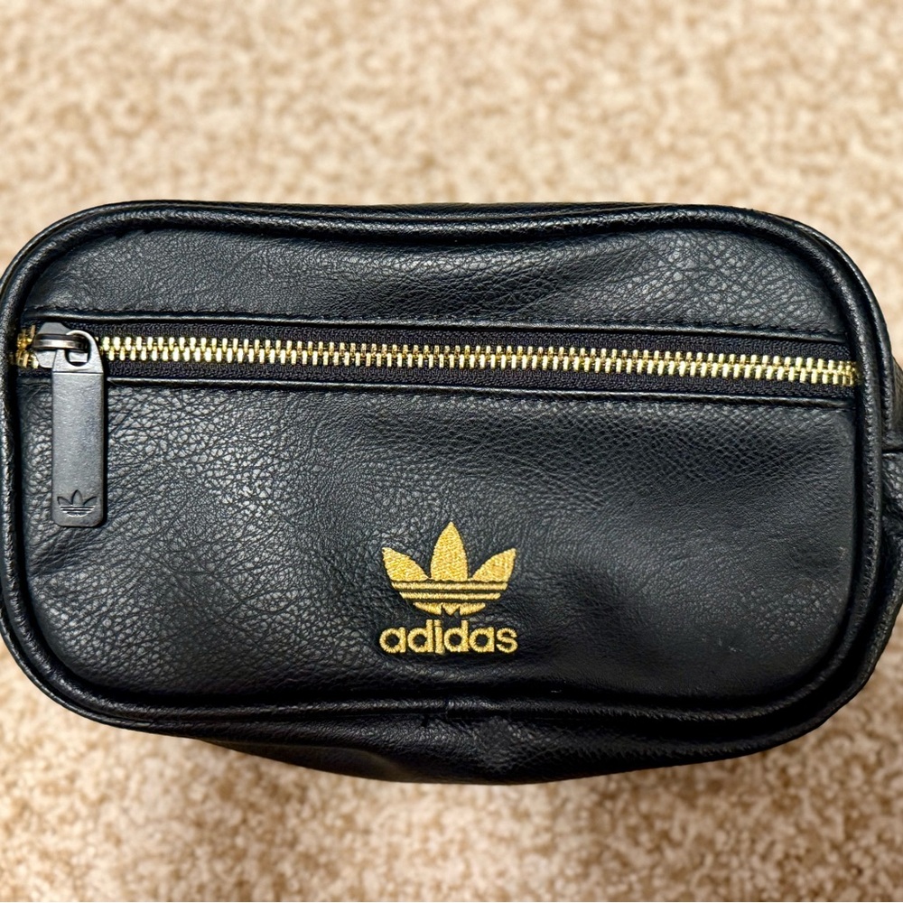 Adidas Black Belt Bag with Gold Logo